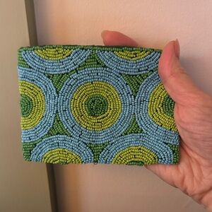 Handcrafted — perfect for Spring! — Beaded Clutch - Blue and Green